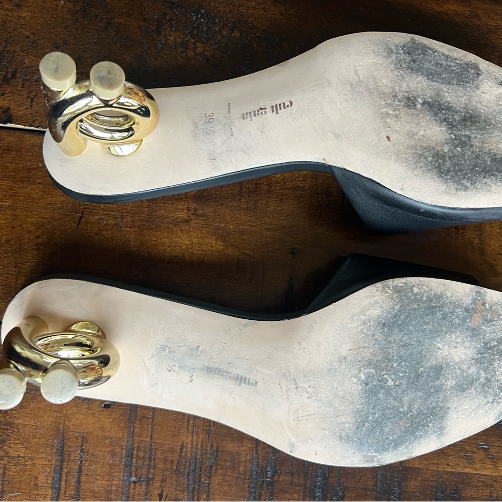 Cult Gaia Cora Black Sandals with Gold Heels, size 39 1/2 - Picture 10 of 12
